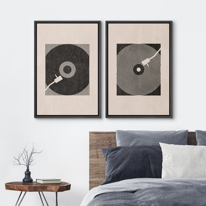 SIGNLEADER Mid-Century Classic Black Music Record Player Boho Wall